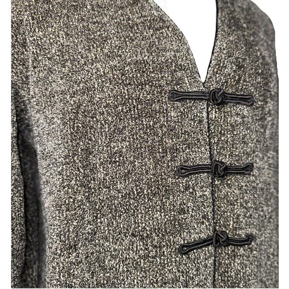 Margaret O’Leary Large Chenille Cardigan Marled Gray Sweater Jacket Frog Closure - Picture 2 of 7